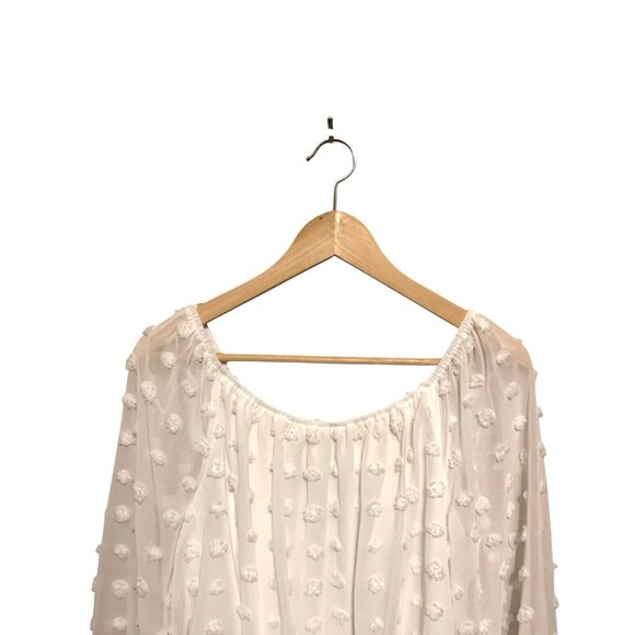 MIAMI Women’s White Top Cropped Off Shoulder & Rushed M Fairy Feminine Coquette - Picture 4 of 10